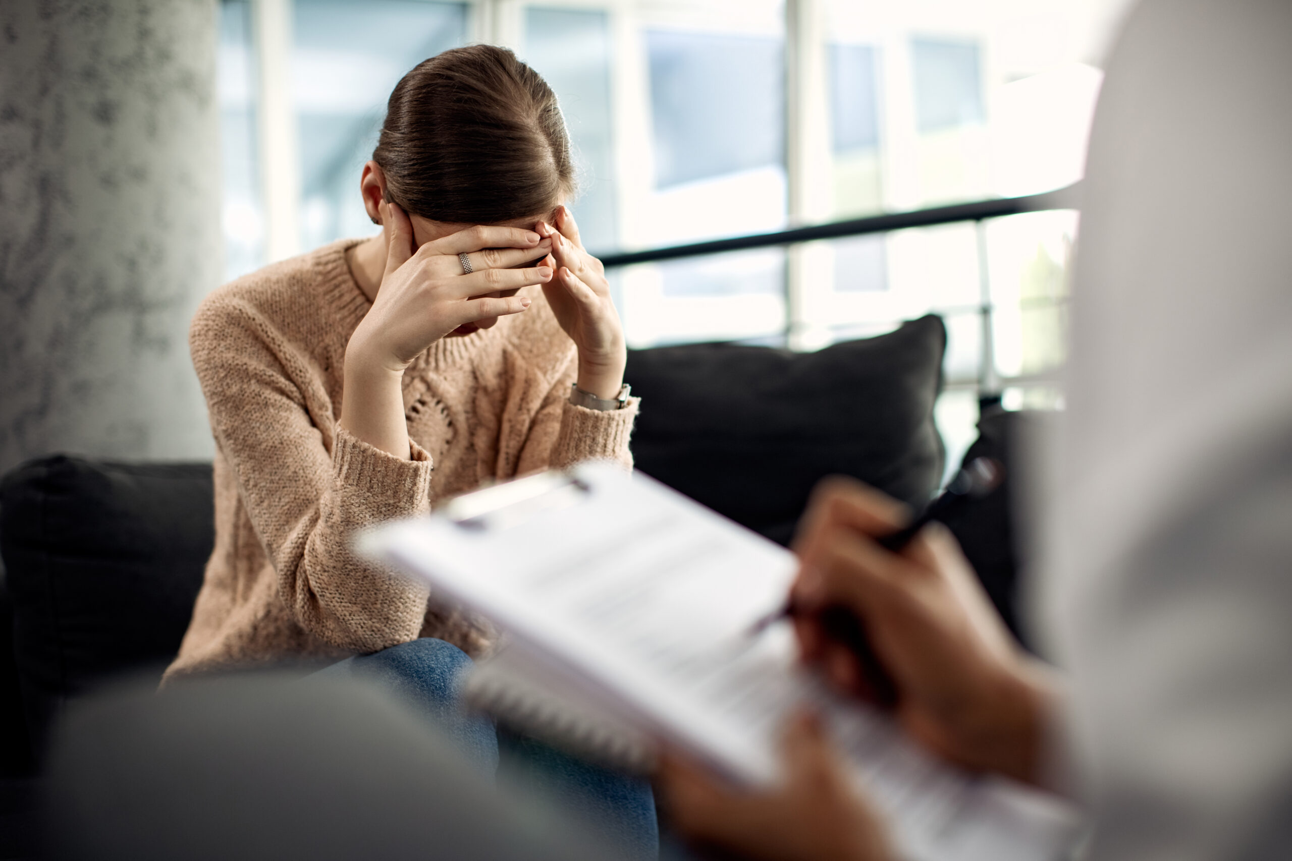 A Psychotherapy of a patient having severe depression treatment.