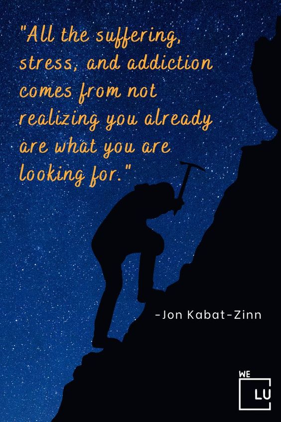 "All the suffering, stress, and addiction comes from not realizing you already are what you are looking for." - Jon Kabat-Zinn