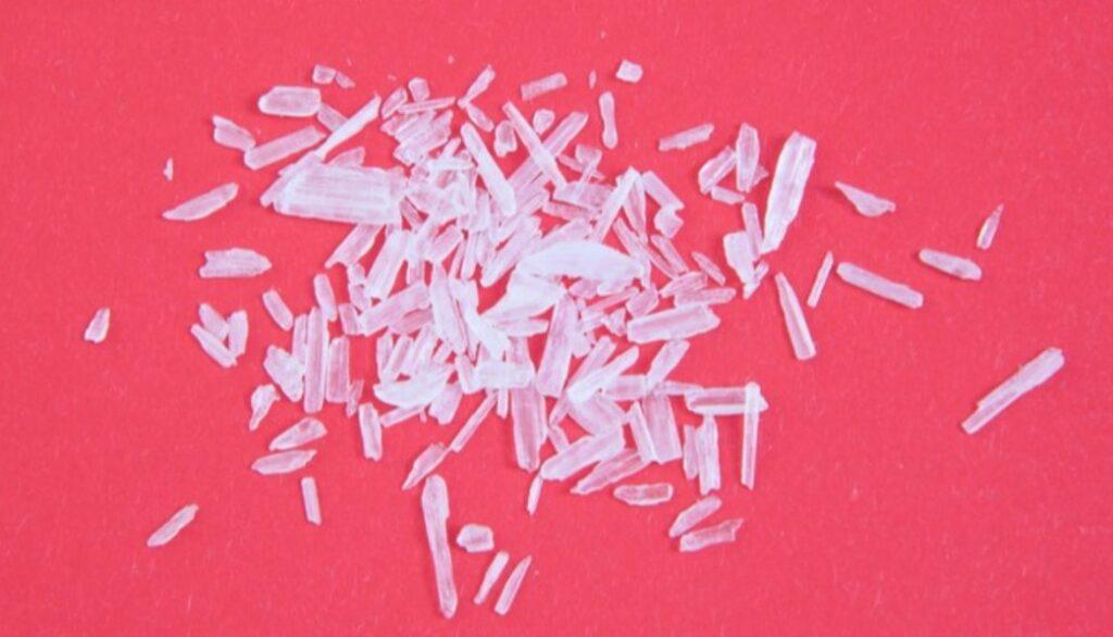 What does crystal meth look like? Crystal meth, also known as "ice," is the most commonly known form of methamphetamine and usually appears as small, translucent crystals. 
