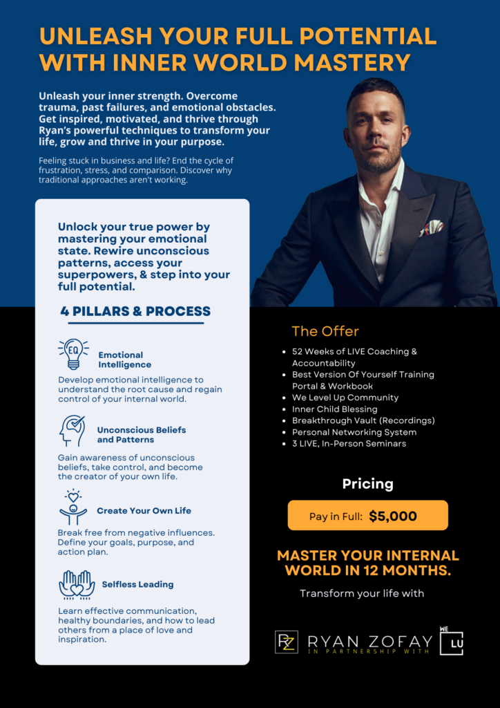 Join nationally acclaimed Ryan Zofay personal development coaching program for business owners and executives. Uncover growth strategies and methods for your business. Ryan is America’s business coach and strategist with extensive successful business venture expertise.