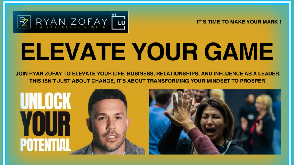 Attend Ryan Zofay's personal development school to unlock your true potential. Join our next development event. Master your inner world and become a captivating speaker & leader. Skyrocket your influence and shape your team's culture.