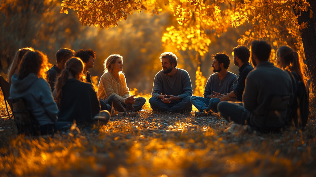Schizophrenia Treatment Group therapy session outdoors for individuals