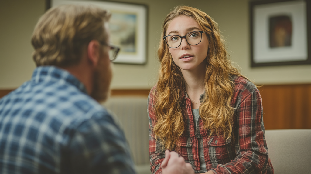 eating disorder Therapist conducting EMDR session with patient following guided eye movements